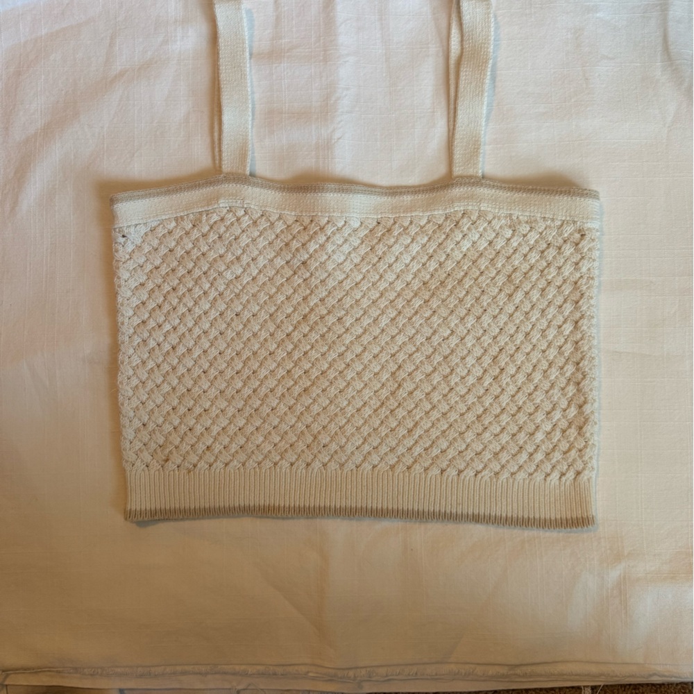Veronica Beard Textured Knit Sweater Tank Top Cream Ivory